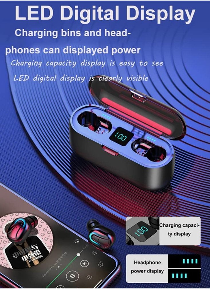 Y&D Buds Bluetooth 5.3 True Wireless Stereo Earbuds IPX8 Waterproof in Ear Headset Call Noise Reduction Headphones with Digital Display and Transparent Case Long Standby Earphones Black  - Image 2