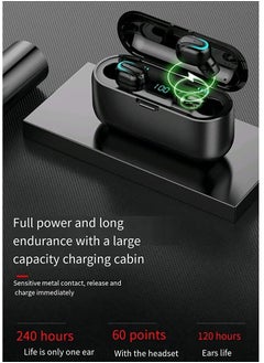 Y&D Buds Bluetooth 5.3 True Wireless Stereo Earbuds IPX8 Waterproof in Ear Headset Call Noise Reduction Headphones with Digital Display and Transparent Case Long Standby Earphones Black  - Image 3
