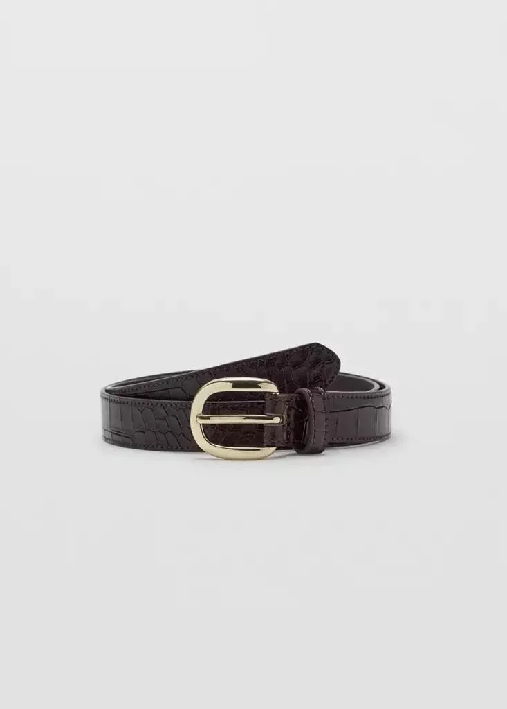 Mango 78-BURDEOS Crocodile-Effect Belt With Metal Buckle for Women | Best Price UAE