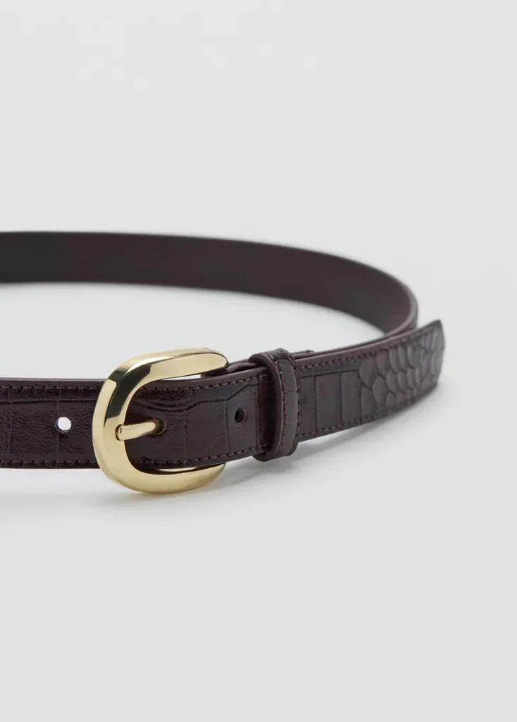 Mango 78-BURDEOS Crocodile-Effect Belt With Metal Buckle for Women | Best Price UAE