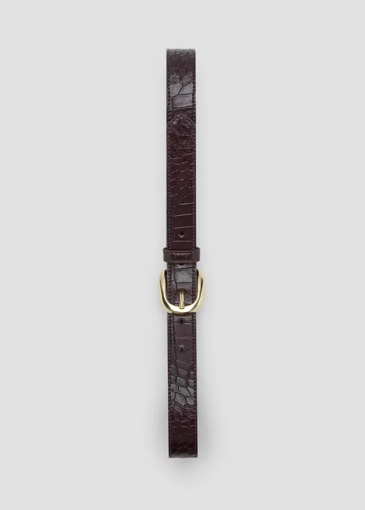Crocodile-Effect Belt With Metal Buckle