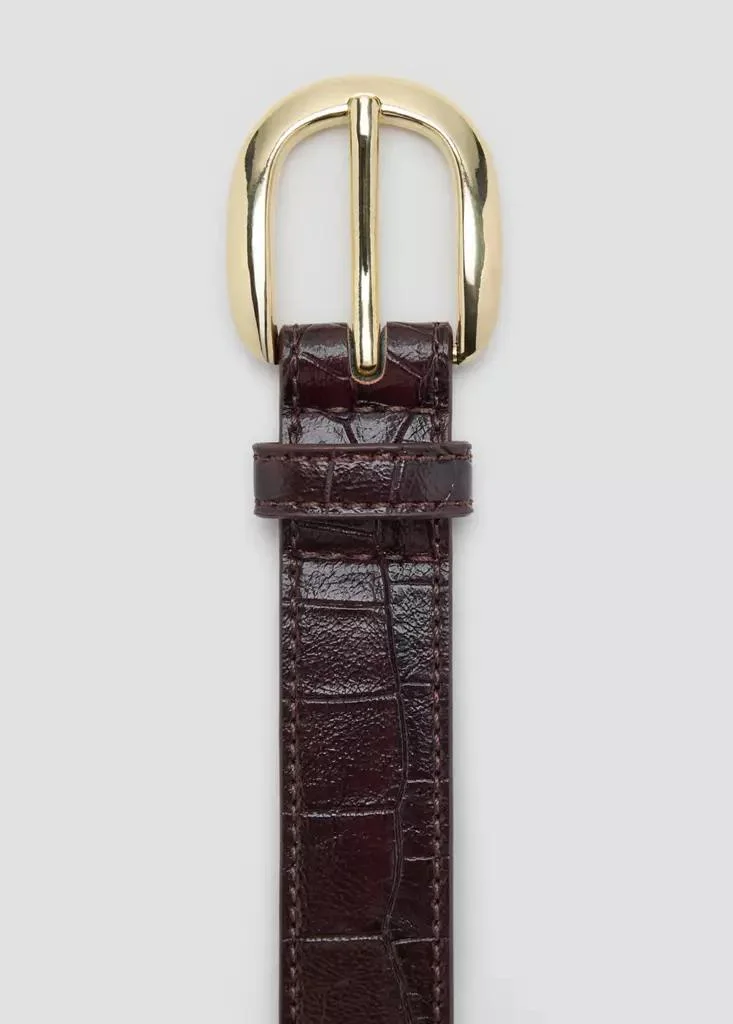 Mango 78-BURDEOS Crocodile-Effect Belt With Metal Buckle for Women | Best Price UAE