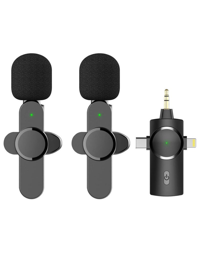 Dual Wireless Lavalier Lapel Microphone for iPhone, Android, Camera-Cordless Double Mics Plug-Play 2.4G Ultra Low Delay Built-in Noise Reduction Chip 7H Long Working Time for Two-Person Creator - Image 1