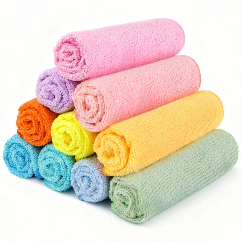 Orighty Washcloths Towels Set 10 Pack, Highly Absorbent and Soft Feel Microfiber Face Cloths, Multi-Purpose Wash Cloths & Hand Towels for Bathroom, Hotel, Spa, and Gym, 11.5x11.5 Inch, Multicolor - Image 1