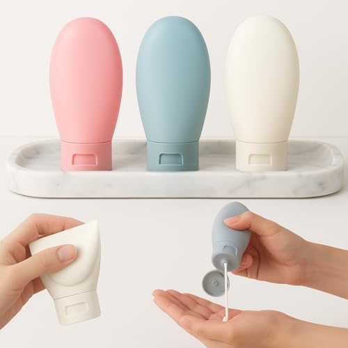 Nibbler Pack of 3 Travel Bottle Kit for Toiletries, Leak Proof Travel Size Bottles, Travel Containers with Bag Refillable, Empty Bottles Set for Lotion Shampoo, Conditioner Liquid, BPA Free - Image 1