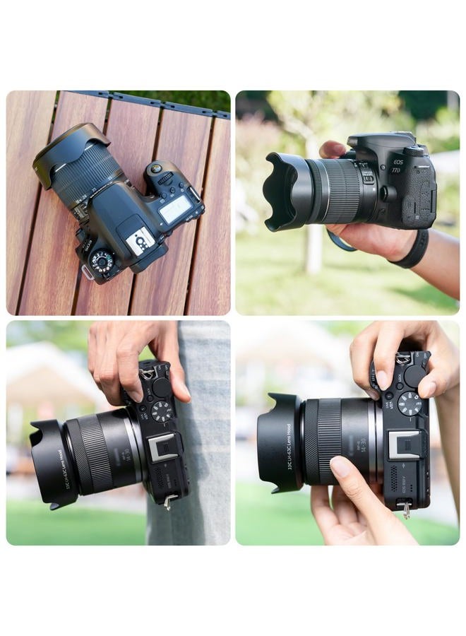 JJC غطاء عدسة قابل للعكس لحماية العدسة لكاميرا كانون EF-S 18-55mm F3.5-5.6 IS STM و EF-S 18-55mm F4-5.6 IS STM و RF 24-50mm f/4.5-6.3 IS STM على كاميرا EOS R8 Rebel T8i T7i SL3 90D بديل كانون EW-63C - Image 5