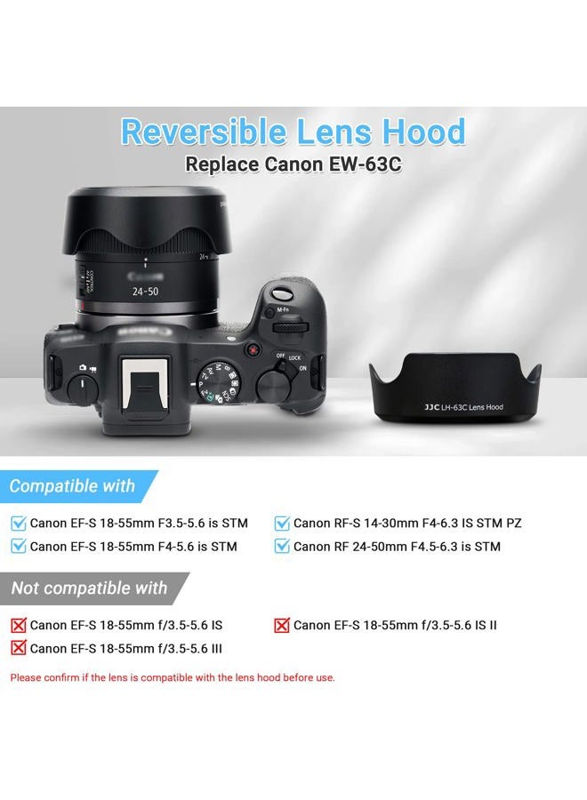 JJC غطاء عدسة قابل للعكس لحماية العدسة لكاميرا كانون EF-S 18-55mm F3.5-5.6 IS STM و EF-S 18-55mm F4-5.6 IS STM و RF 24-50mm f/4.5-6.3 IS STM على كاميرا EOS R8 Rebel T8i T7i SL3 90D بديل كانون EW-63C - Image 2