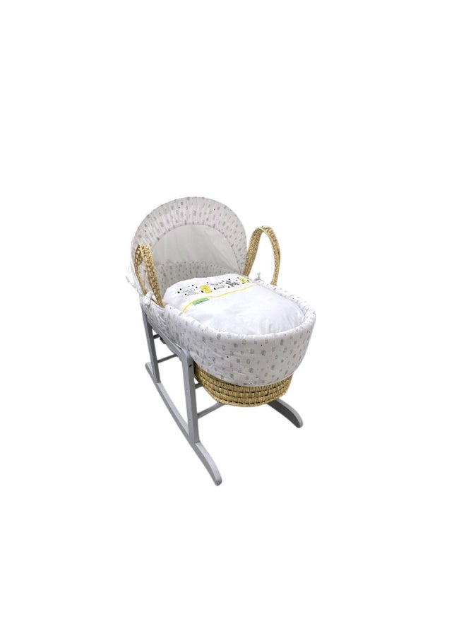 Kinder Valley Safari Palm Moses Basket with Natural Folding Stand - Image 4
