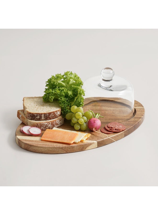 ALBERTO لوح جبن من خشب الأكاسيا مع قبة زجاجية 40*24.5*16.3 سم - Image 1