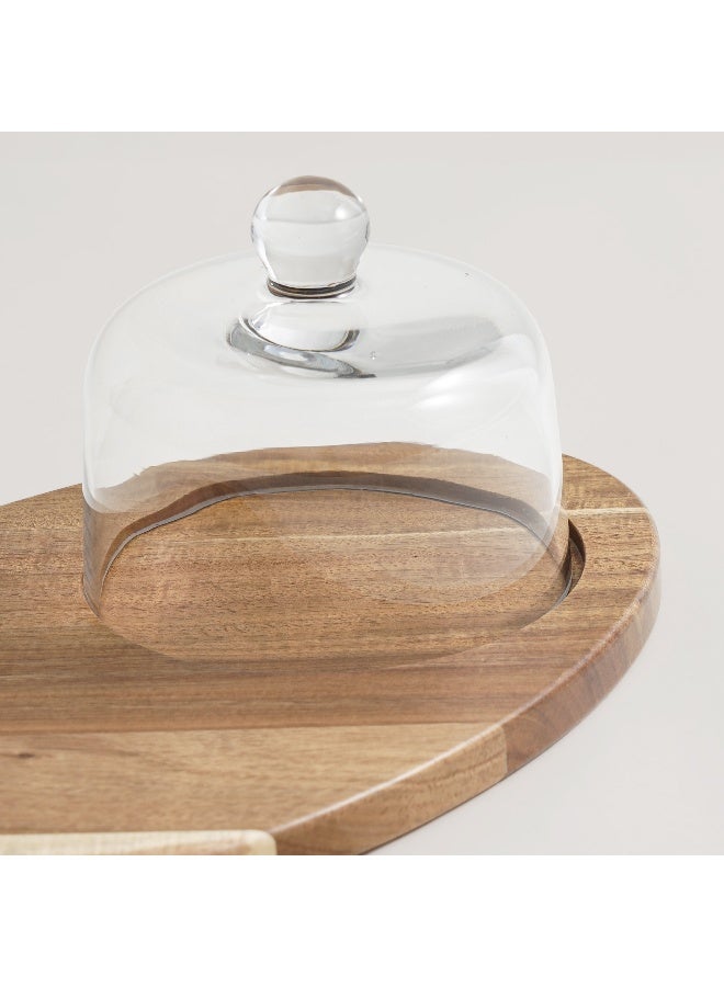 ALBERTO لوح جبن من خشب الأكاسيا مع قبة زجاجية 40*24.5*16.3 سم - Image 3