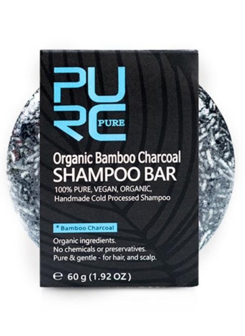 PURC - Handmade Organic Bamboo Charcoal Shampoo Bar Soap For Anti Hair Loss Treatment Better Hair Growth & Hair Nourishment Effective Solution For Hair Thinning & Breakage Unisex 60g - Image 1