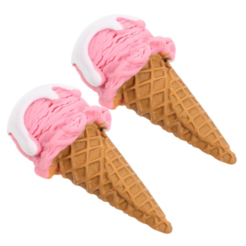2Pcs Artificial Ice Cream Cone Props For Party Decor Photography Dessert Display - Image 2