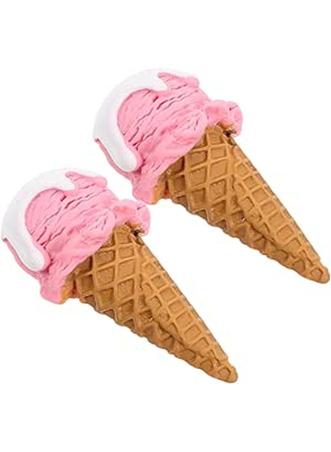 2Pcs Artificial Ice Cream Cone Props For Party Decor Photography Dessert Display - Image 1