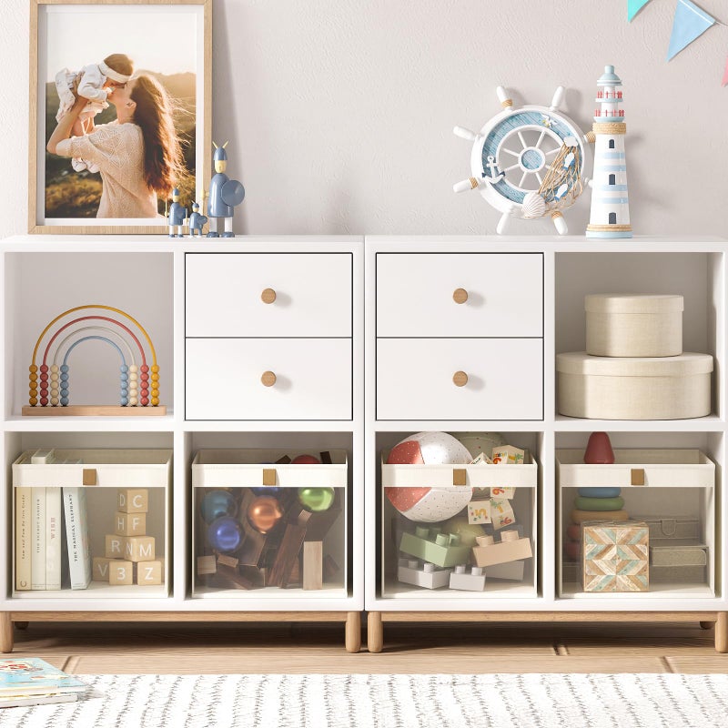 COYACOOL Linen Closet Organizers and Storage, Closet Storage Bins Basket Organizer, Foldable Organization Baskets with Mesh Window for Clothes Towels and Toys, 12.75" x 12.75" x 9", Beige, 6 pack - Image 5