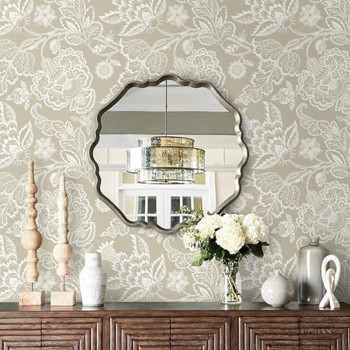 Vinjiasin Peel and Stick Wallpaper Boho Floral Wall Paper for Bathroom Vintage Removable Self Adhesive Wallpaper for Bedroom Accent Wall Neutral Flower Contact Paper Farmhouse Vinyl Roll 173x 197 - Image 3