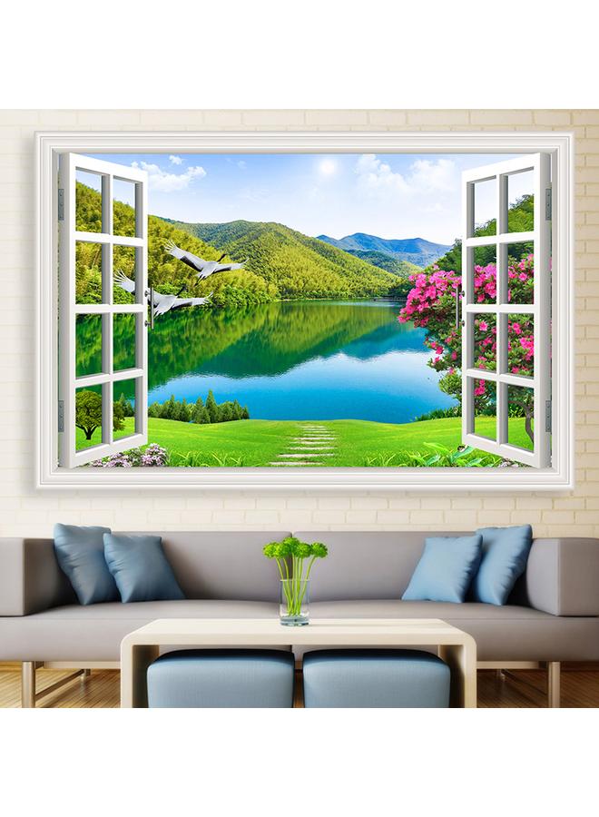 الأزرق جي دبليو ملصقات جدارية ثلاثية الأبعاد لطلاء المناظر الطبيعية ملصقات جدارية ثلاثية الأبعاد لغرفة المعيشة ذاتية الالتصاق بجدار الخلفية الزخرفية ملصقات النوافذ المزيفة - Image 1