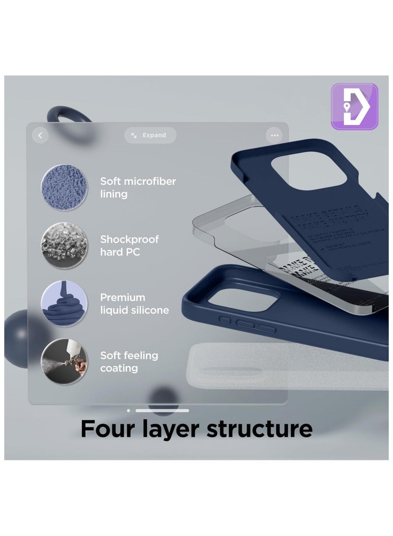 Delivus Iphone Silicone Case - Silky Soft Touch with Military Grade Drop Protection - Anti-Scratch Microfiber Lining - Shockproof Protective Phone Case Slim Thin Cover (Iphone 15 Pro Max, Navy Blue) - Image 3