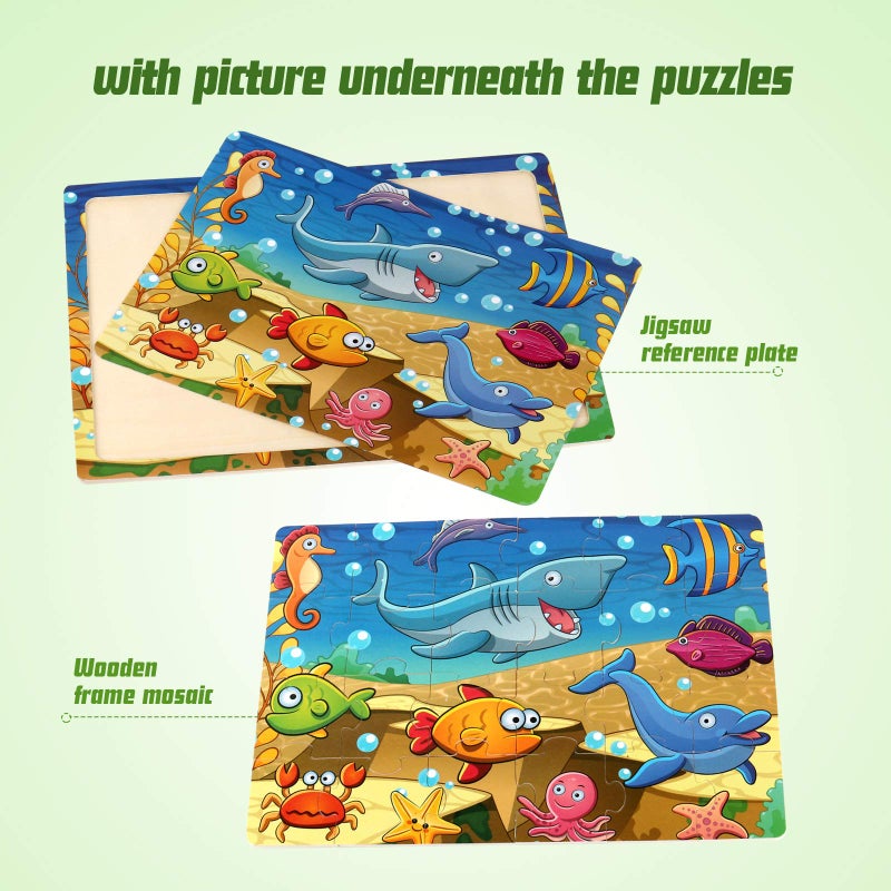 SYNARRY Wooden Jigsaw Puzzles for Kids Age 3-5 Year Old, 4 Pack 24-40 Pieces Preschool Educational Learning Toys Gift Set for Children, Easter Basket Stuffers Gifts for Kids - Image 3