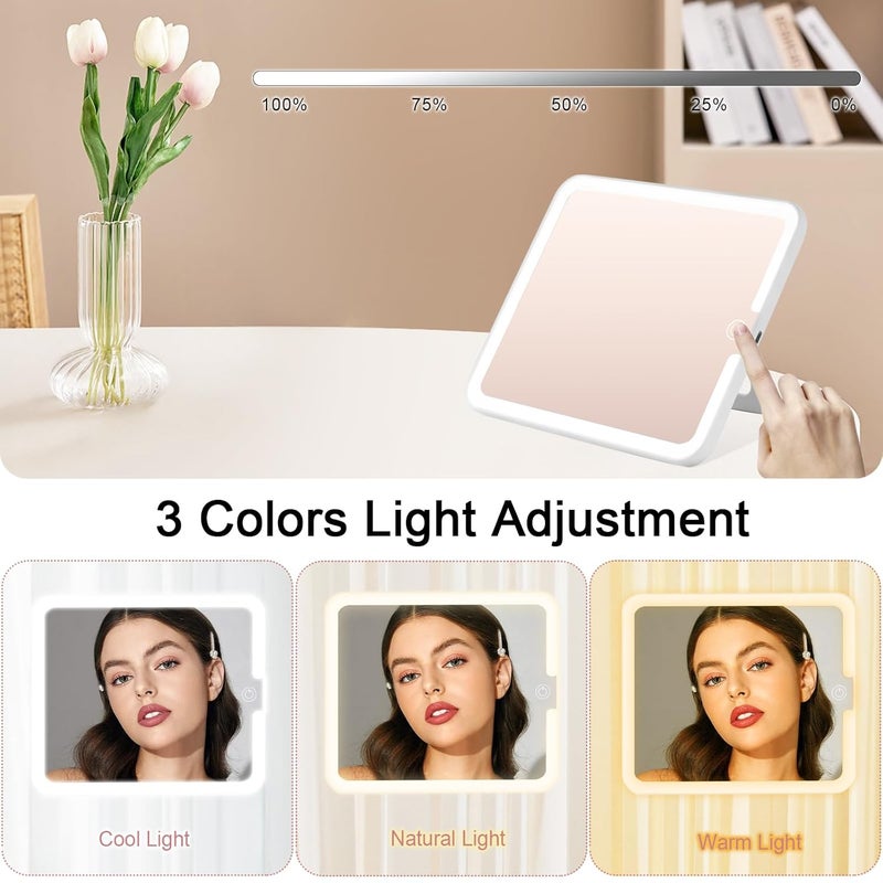 BEWITU Makeup Bag with lighted Mirror Travel Makeup Case for Women and Makeup Artists Cosmetic Organizer Large Make Up Bags with Light Up Mirror 3 Color Lights Adjustable Dividers and Brush Holder Pink - Image 3