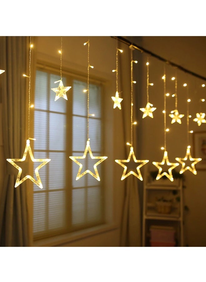 Solar-Powered LED Star and Moon String Lights Fairy String Star Decorative Lights with Ideal Curtain Lights for Bedroom, For Party and Festival Multicolour 3.5meter - Image 1