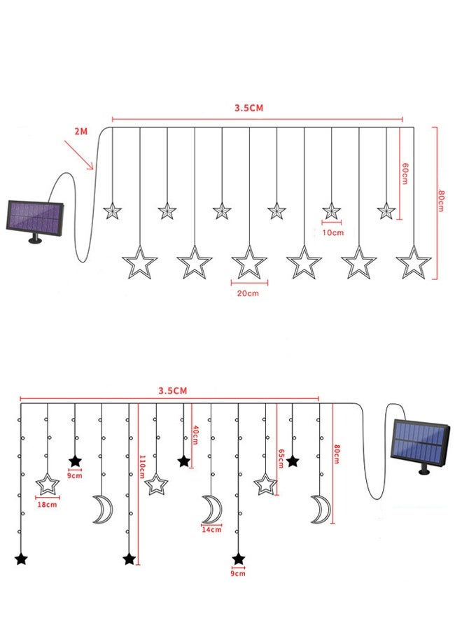 Solar-Powered LED Star and Moon String Lights Fairy String Star Decorative Lights with Ideal Curtain Lights for Bedroom, For Party and Festival Multicolour 3.5meter - Image 5