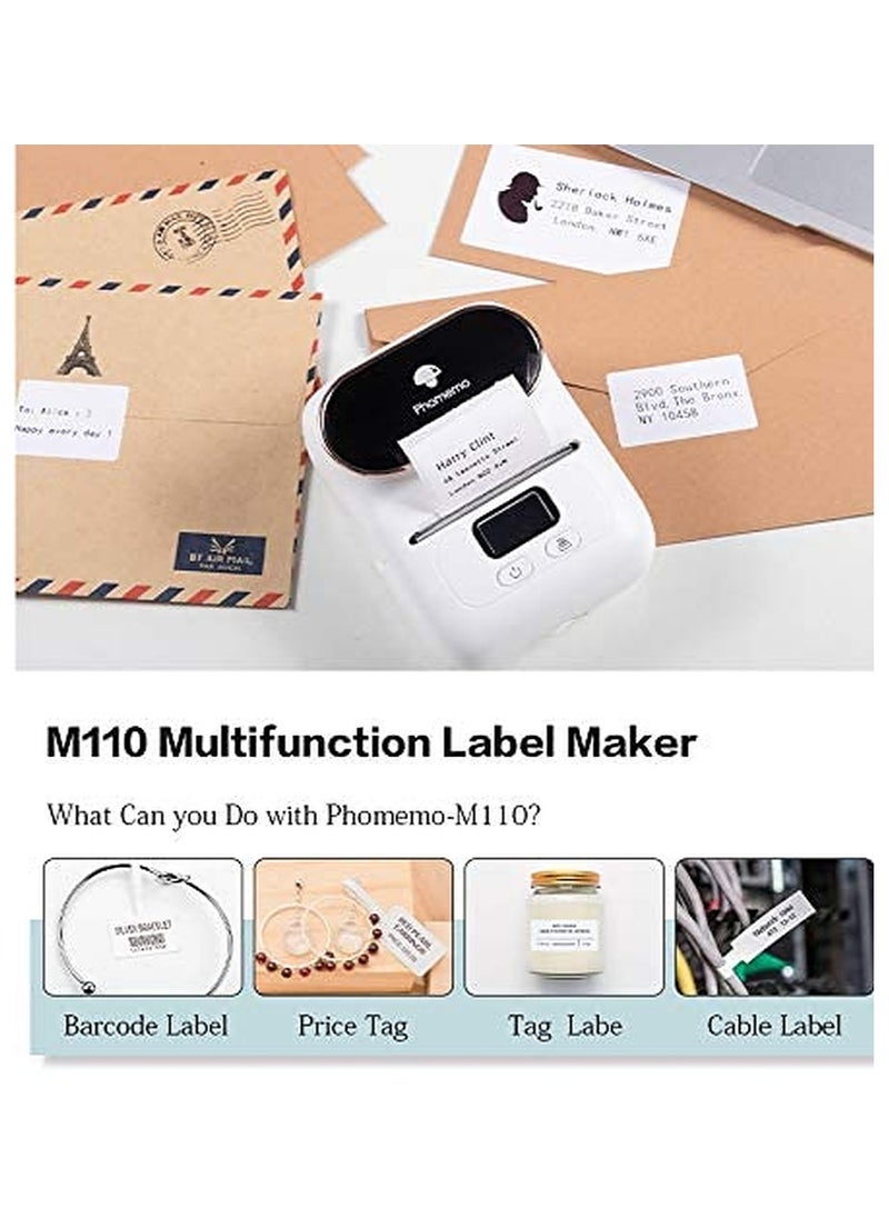 phomemo - M110 Portable Thermal Label Printer Bluetooth Connection Apply For Labeling Shipping Office Cable Retail Barcode And More - Image 1
