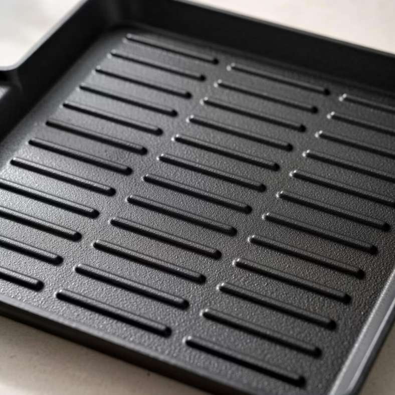 Pan Home Cast Iron Grill Pan With Foldable Handle - Black - Image 3