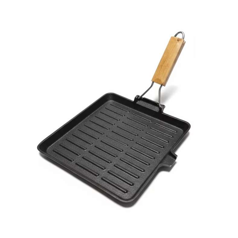 Pan Home Cast Iron Grill Pan With Foldable Handle - Black - Image 5