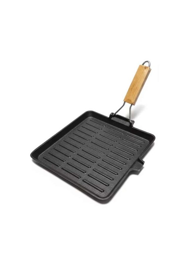 Pan Home مقلاة شواية من الحديد الزهر مع مقبض قابل للطي - أسود - Image 5