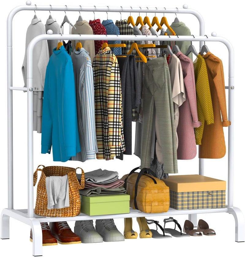 KRISHYAM® Heavy-Duty Metal Cloth Stand (Double Rod-White) - Image 2