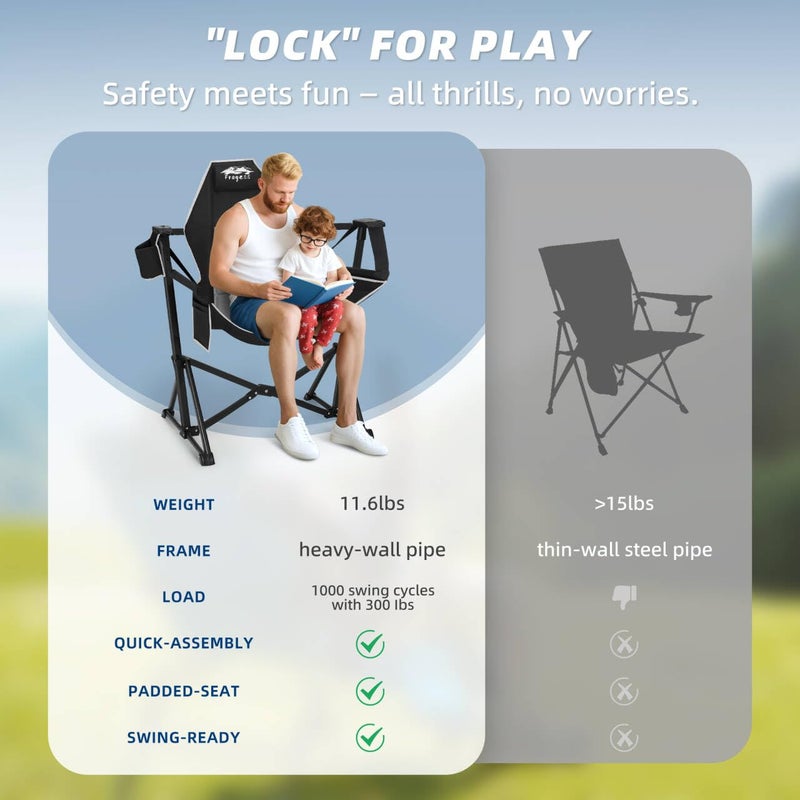 Fragess Portable Hammock Camping Chair with Adjustable Back, Folding Hammock Chair Supports 330lbs, Camping Swing Chair for Adults, Camping Hammock Chair for Lawn, Concerts, Backyard, Stargazer-Black - Image 4