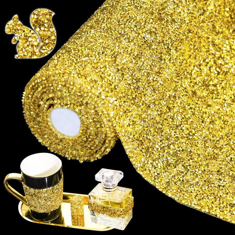 Locacrystal Bling Resin Rhinestone Sticker DIY Home Decor Stickers SelfAdhesive Crystal Sheet Stickers for Cars  Crafts DecorationGold94x63