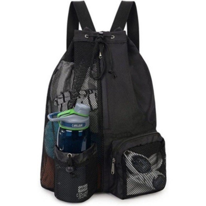 Mesh Drawstring Swim Bag Backpack with Wet Bag for Beach Gym and Travel - Image 3