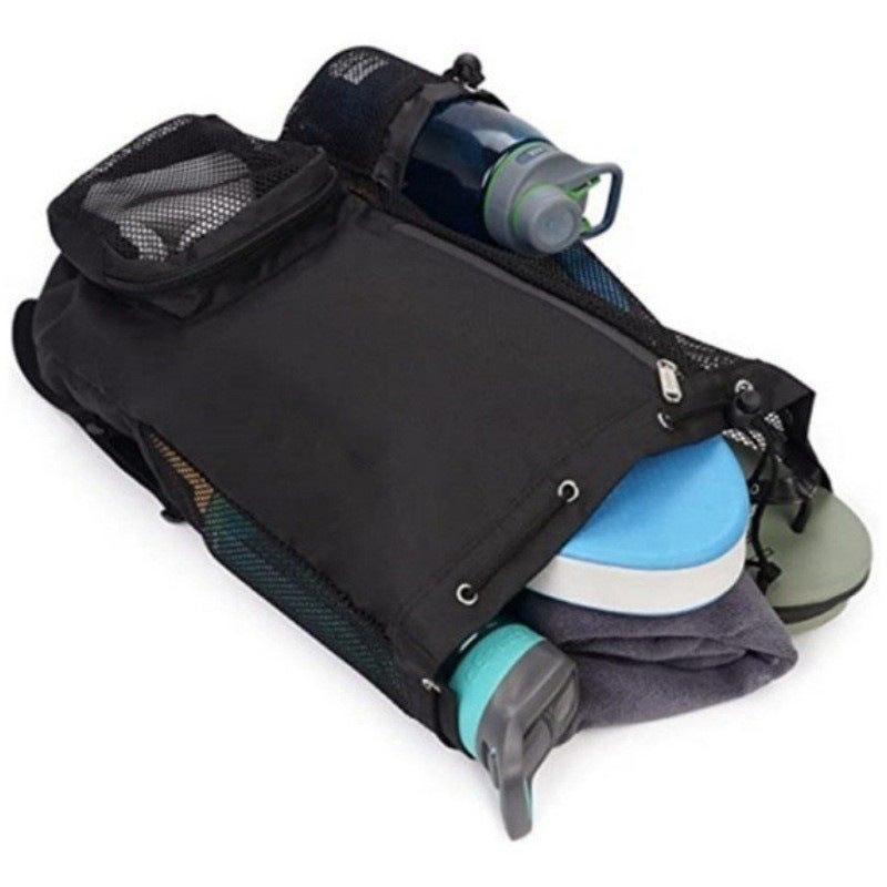 Mesh Drawstring Swim Bag Backpack with Wet Bag for Beach Gym and Travel - Image 4