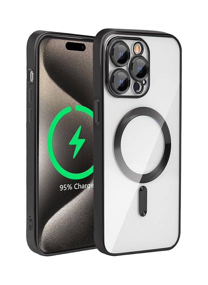 Generic - Magsafe Case for iphone 15 Pro Magsafe Clear Cover Magnetic Wireless Charging Support, Shockproof Protection, Scratch-Resistant for iphone 15 Pro - Black - Image 1
