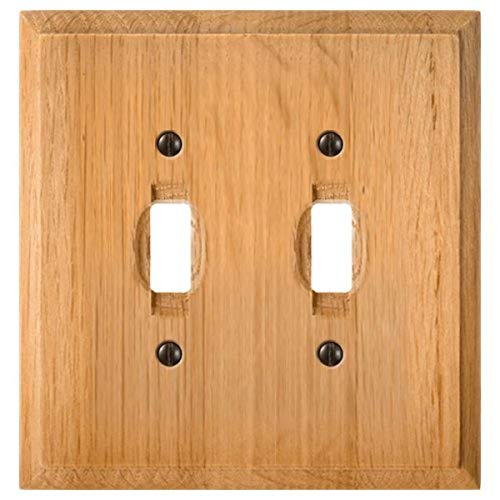 Amerelle Traditional Double Toggle Wood Wallplate in Light Oak - Image 5