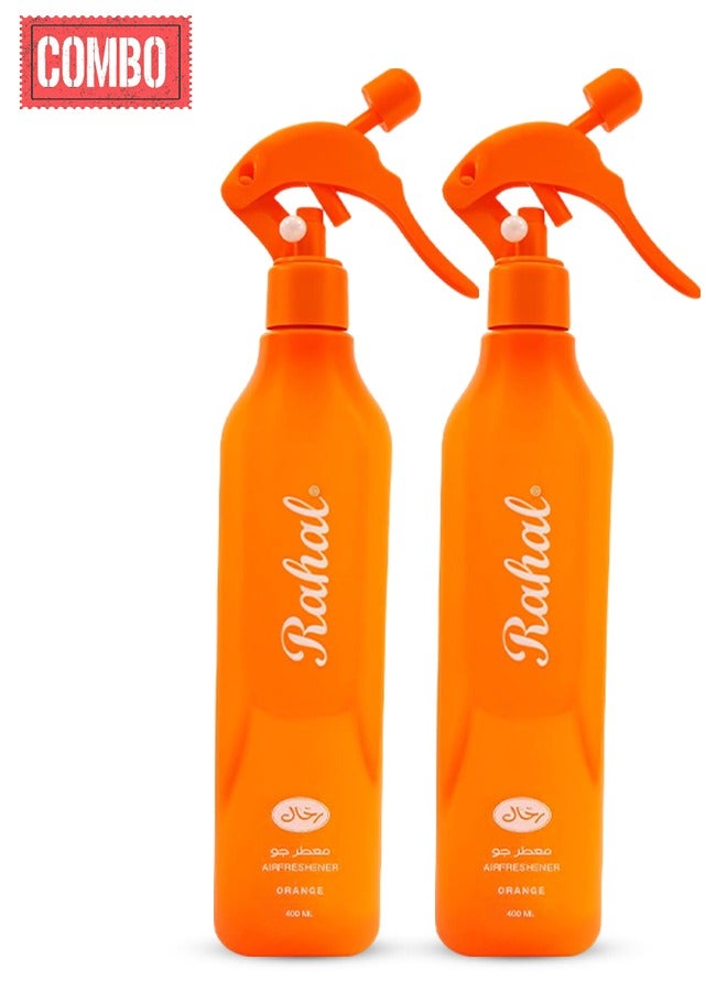 Rahal Combo - Buy 2PC RAHAL Long Lasting Car Air Freshener Spray 400ml Long Duration Fragrance Freshener Orange Color - Image 1