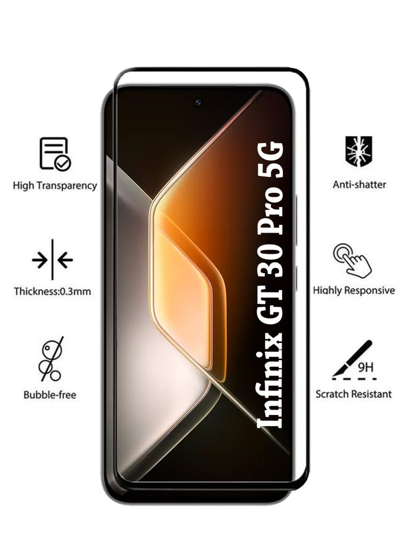 Infinix GT 30 Pro Screen Protector | Tempered Glass Compatible with Infinix GT 30 Pro | Screen Protector Full HD Quality Tempered Glass Anti-Scratch Edge to Edge Coverage with Easy Installation Kit - Black - Image 2