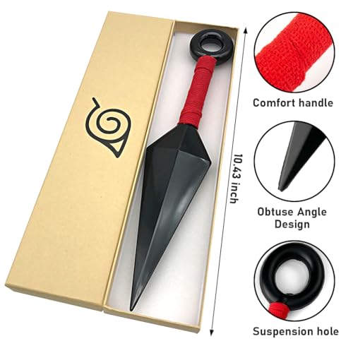 PATPAT Cosplay Props Ninja Headband & 10'' Kunai Weapon Prop Tie-Back Headband Metal Engraved Icon Headband and Kunai Prop Party Dressing-up Accessories Props Halloween Dressing Props,Black - Image 2
