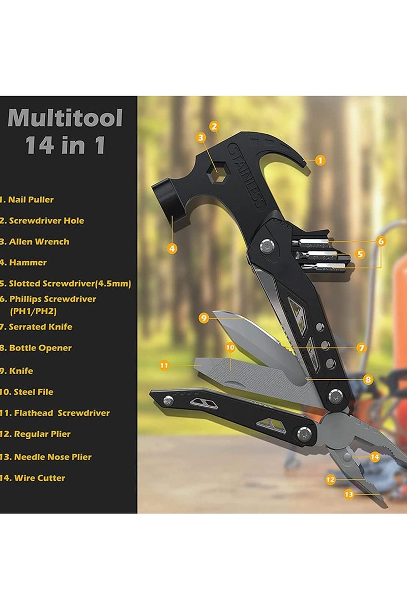 Multi-tool Camping Tool, Mini Multi-tool Hammer for DIY Repairs, Safety Lock and Screwdriver Bit Set, Practical Tool for Camping, Survival and Hiking - Image 3