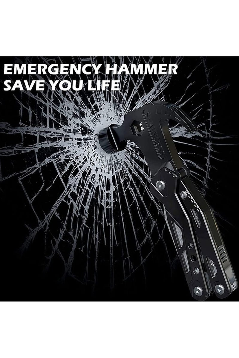 أداة التخييم متعددة الاستخدامات، مطرقة صغيرة متعددة الأدوات للقيام بالإصلاحات بنفسك، قفل أمان وطقم رؤوس مفكات، أداة عملية للتخييم والنجاة والمشي لمسافات طويلة - Image 4