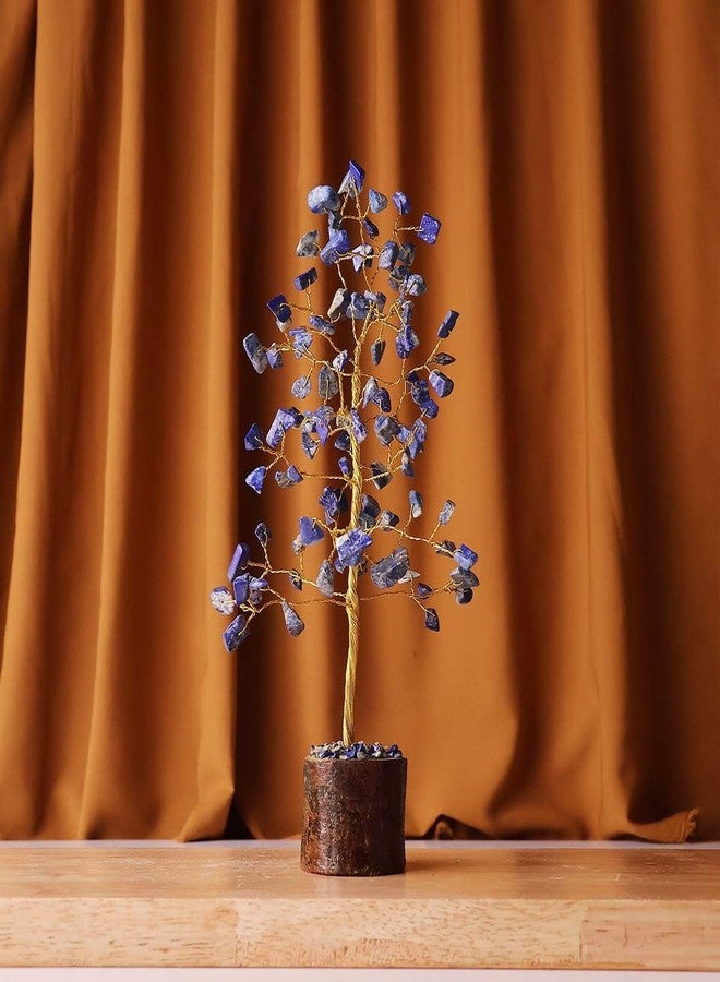9Dzine Lapis Crystal 100 Beads Tree for Feng Shui Decorative Items & Home Decoration | Handmade Gemstone Showpiece for Home Decor Living Room | Ideal Gift for Women & Aesthetic Room Decoration - Image 4