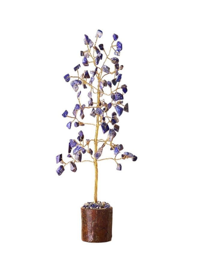 9Dzine Lapis Crystal 100 Beads Tree for Feng Shui Decorative Items & Home Decoration | Handmade Gemstone Showpiece for Home Decor Living Room | Ideal Gift for Women & Aesthetic Room Decoration - Image 1