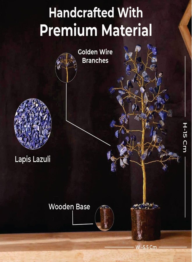 9Dzine Lapis Crystal 100 Beads Tree for Feng Shui Decorative Items & Home Decoration | Handmade Gemstone Showpiece for Home Decor Living Room | Ideal Gift for Women & Aesthetic Room Decoration - Image 3
