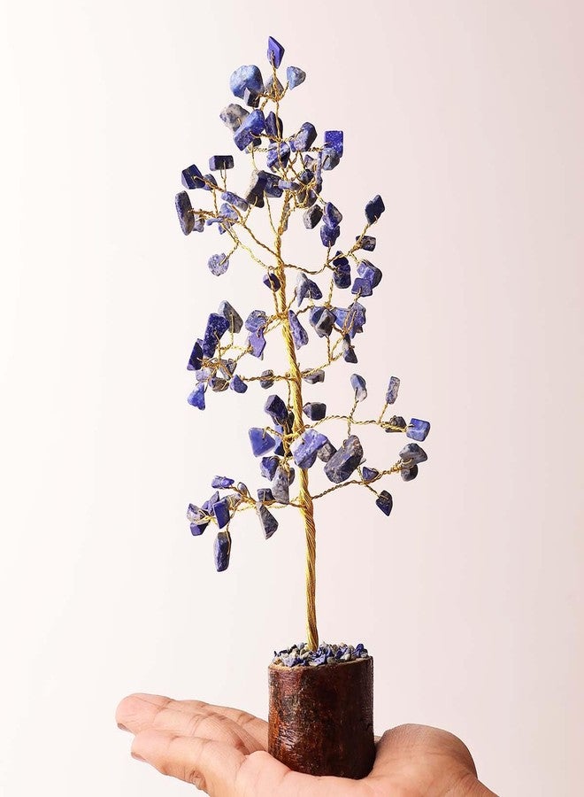 9Dzine Lapis Crystal 100 Beads Tree for Feng Shui Decorative Items & Home Decoration | Handmade Gemstone Showpiece for Home Decor Living Room | Ideal Gift for Women & Aesthetic Room Decoration - Image 5