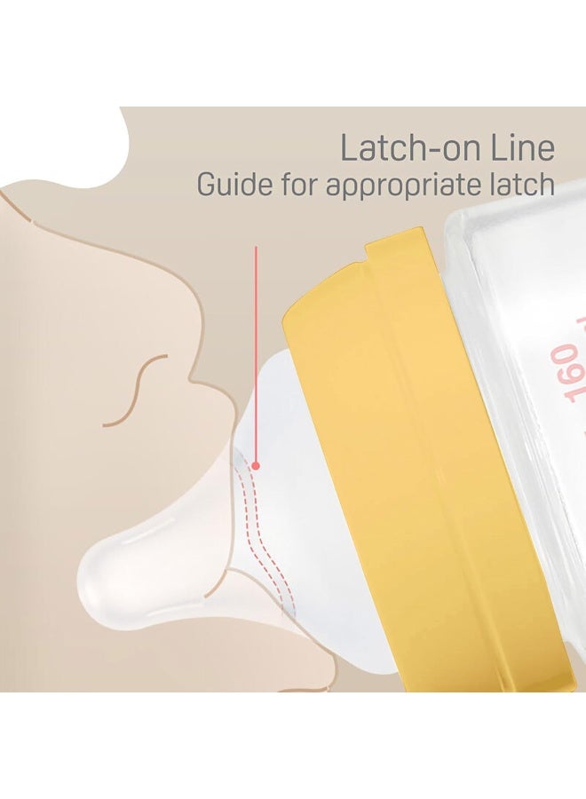 pigeon زجاجة رضاعة للأطفال ذات عنق واسع مع حلمة سيليكون ناعمة مضادة للمغص بتدفق متوسط خالية من BPA 160 مل حلمة من نوع Plus - أصفر - Image 4