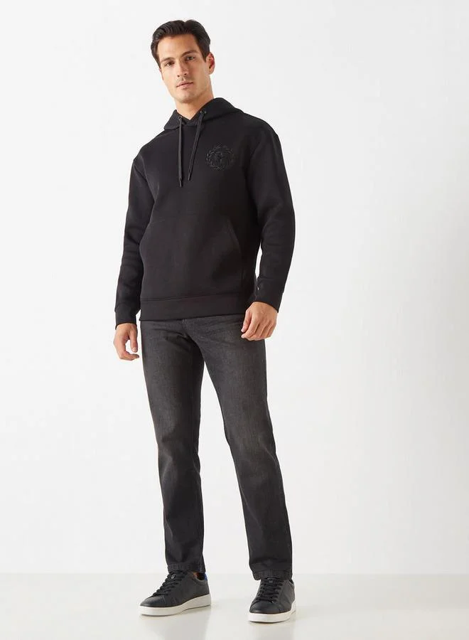 Emperor Emperor Embroidered Hoodie with Long Sleeves