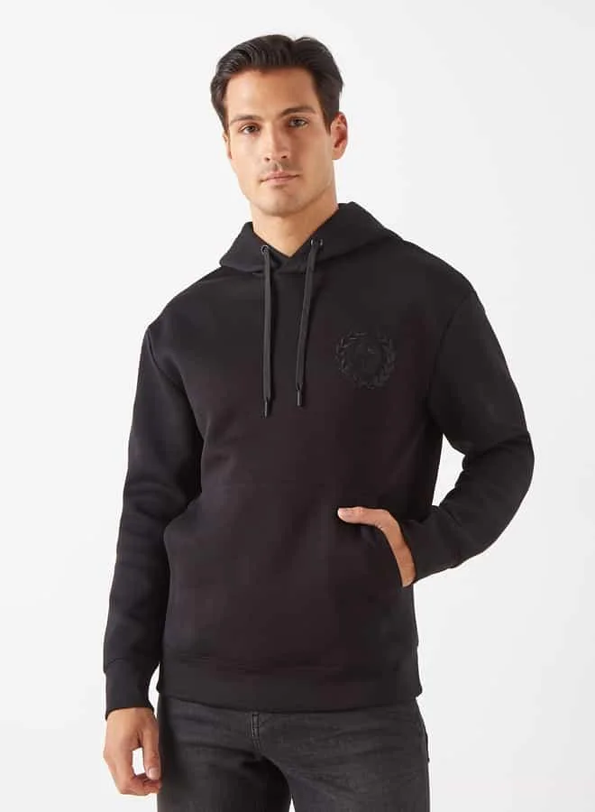 Emperor Emperor Embroidered Hoodie with Long Sleeves