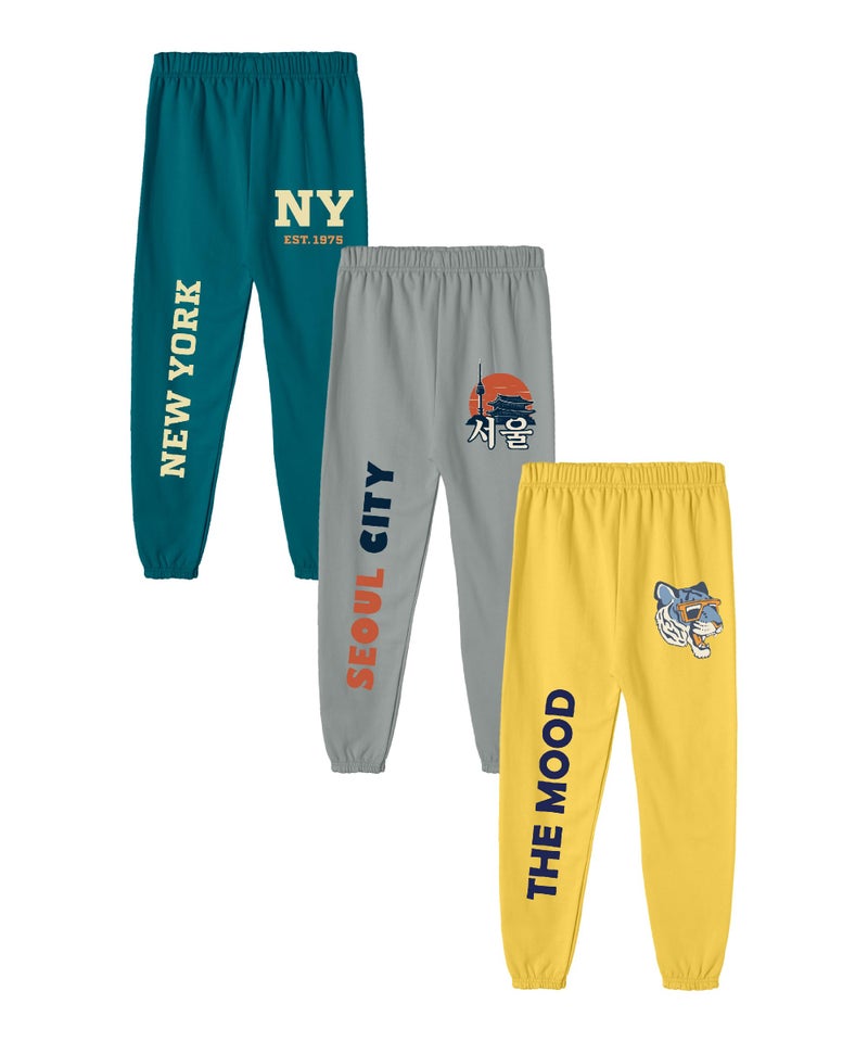 SHODOX® Cotton Blend Regular fit Printed Multicolor Track Pants for Boys (Pack of 3) - Image 1