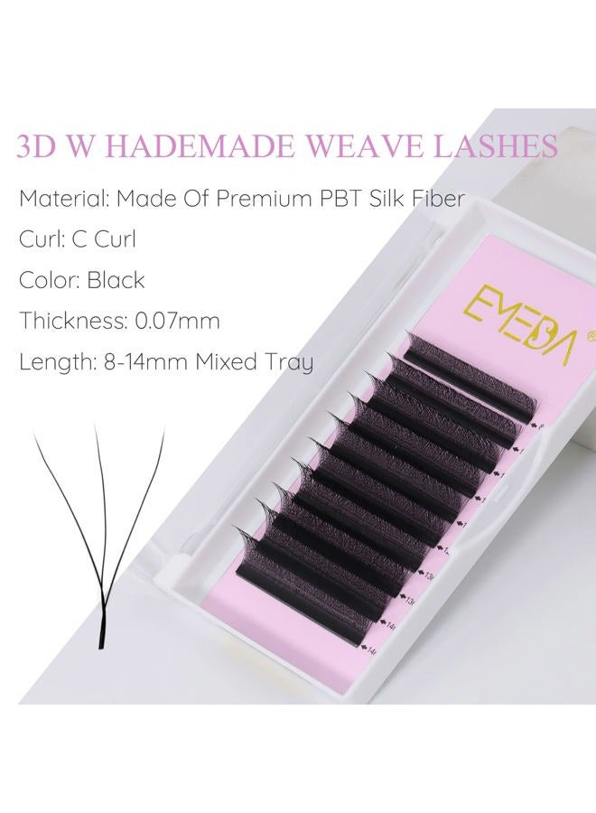 EMEDA W Lash Extensions D Curl .07mm 8-14mm Mix Tray Premade Volume 3D Fans Eyelash Extension .07 Mix W Type Wispies Soft Eye Lashes Supplies by EMEDA （0.07 D 8-14mm） - Image 2